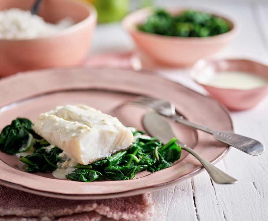Merluzzo al vapore con riso e spinaci Protein