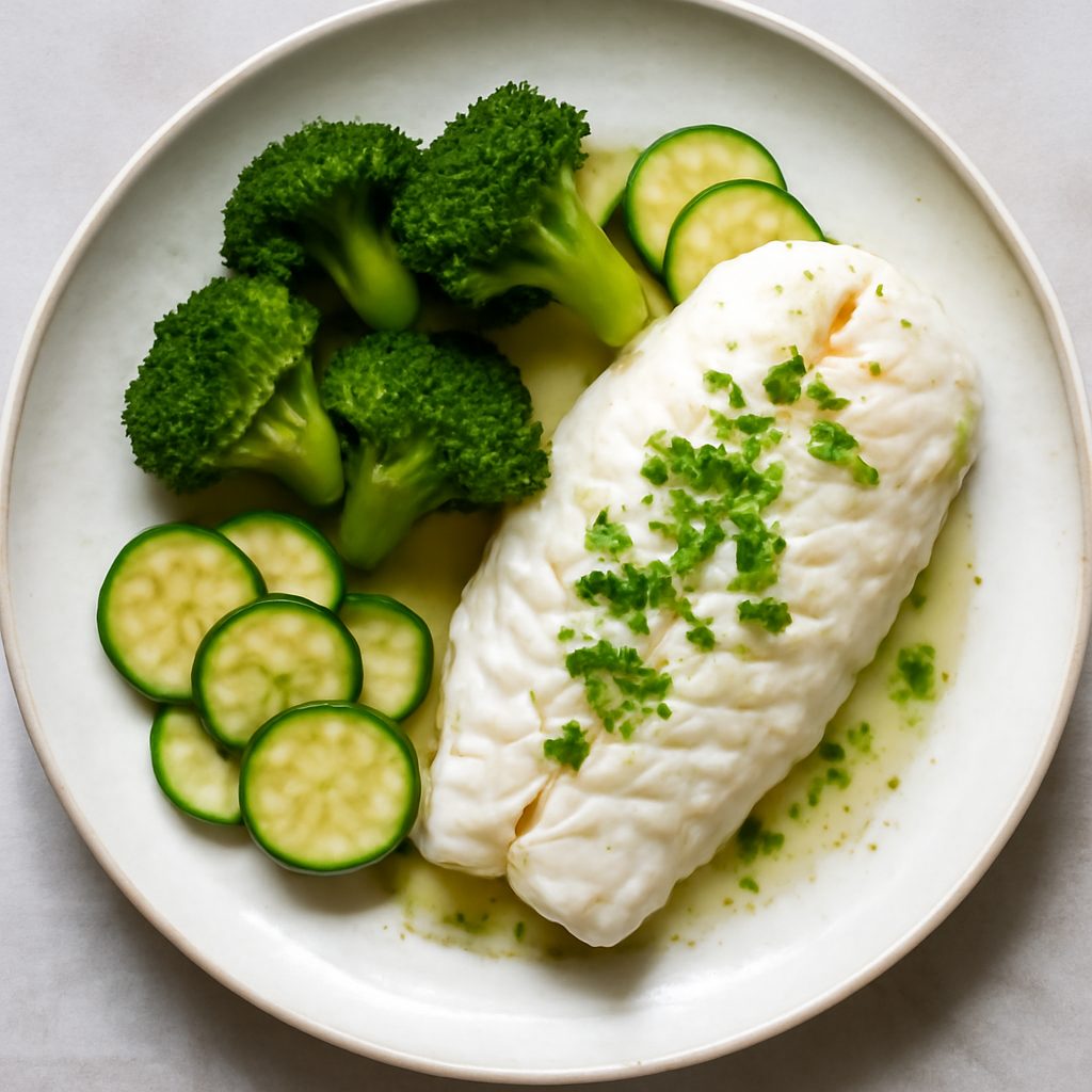 Merluzzo al vapore fit con zucchine e salsa agli agrumi Protein