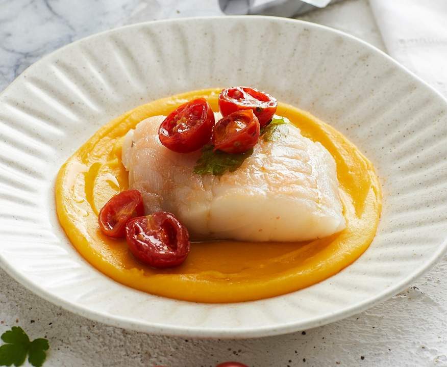 Merluzzo al Varoma con purè di carote Low Fat
