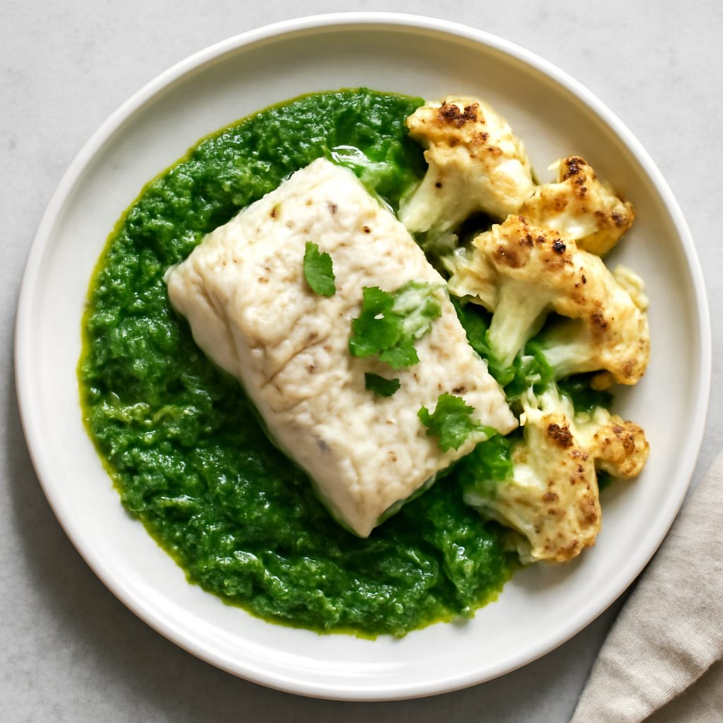 Merluzzo e cavolfiore in salsa verde proteica low-carb