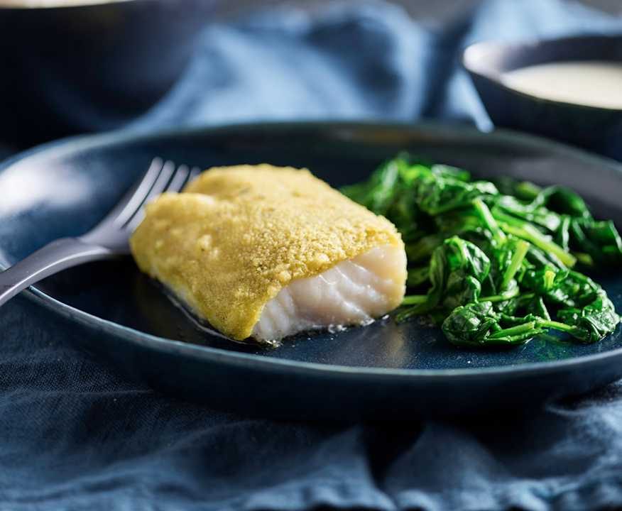 Merluzzo in crosta di erbe con riso e salsa al limone Protein