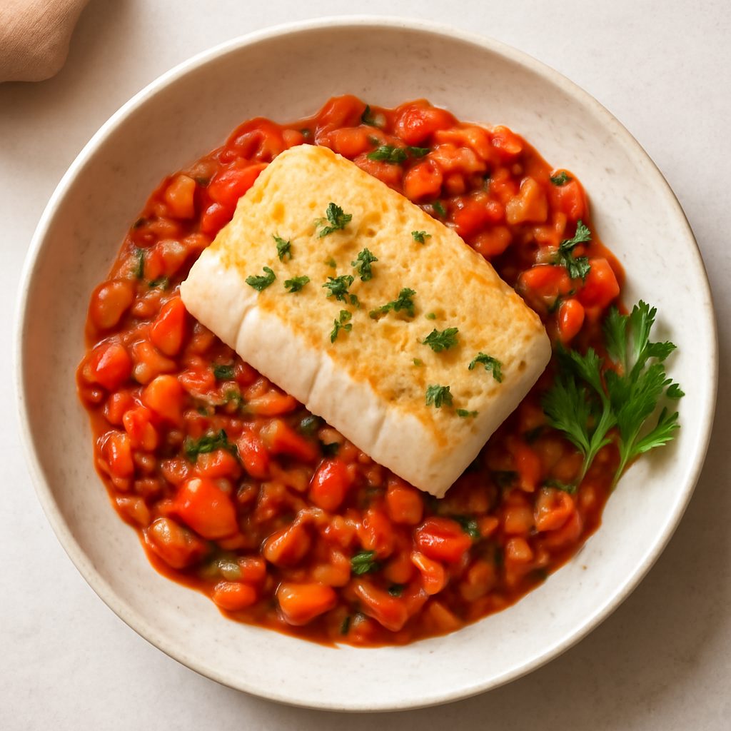 Merluzzo in salsa chakalaka proteica low-carb e burro all'aneto fit