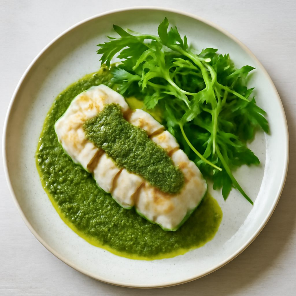 Merluzzo tataki al pesto proteico low-carb