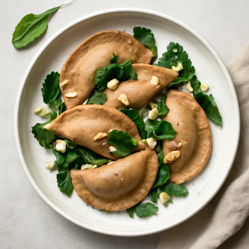 Mezzelune proteiche al farro fit con prosciutto e mozzarella