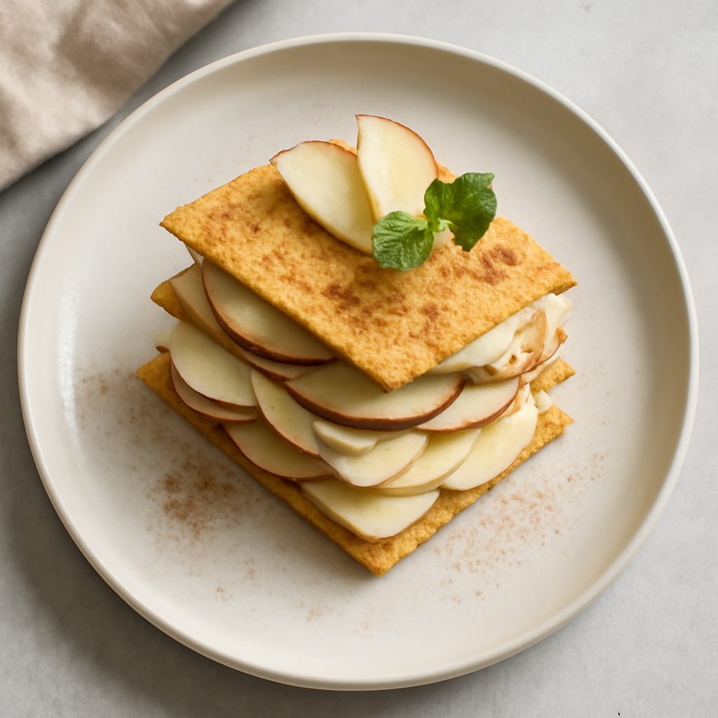 Millefoglie di mele proteico con crema di valeriana e noci low-carb