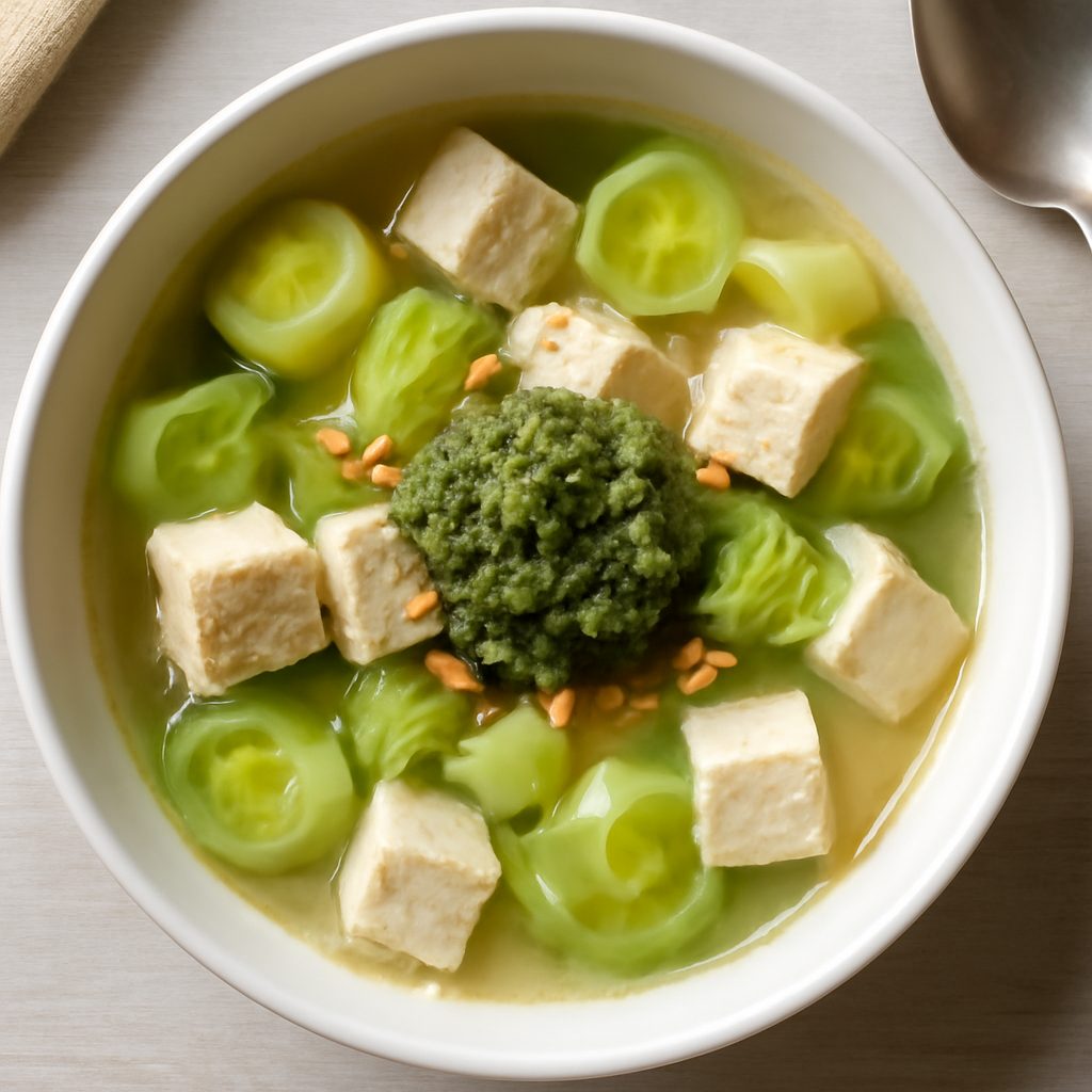 Minestra di porri e tofu con pesto alle noci Low Carb