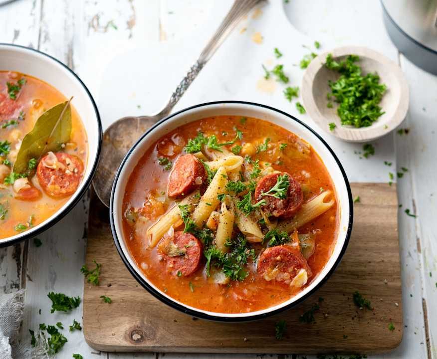 Minestra di verdure e ceci con chorizo Low Fat