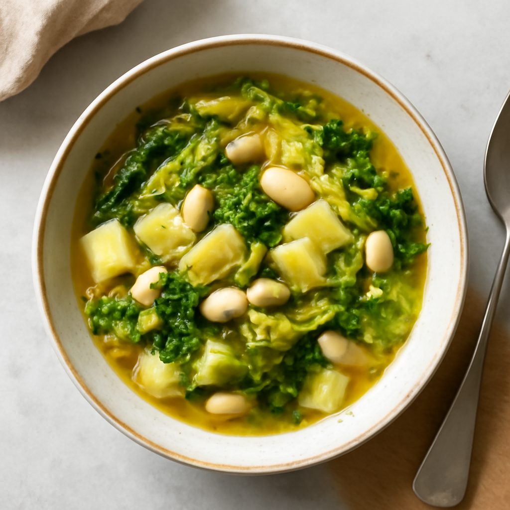 Minestra di verze e patate proteica low-carb