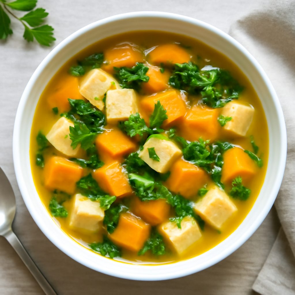 Minestra di zucca e tofu Low Carb