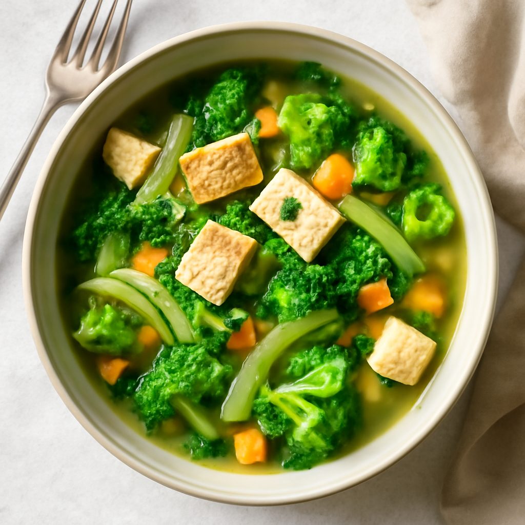 Minestra finocchi, tofu e verdure