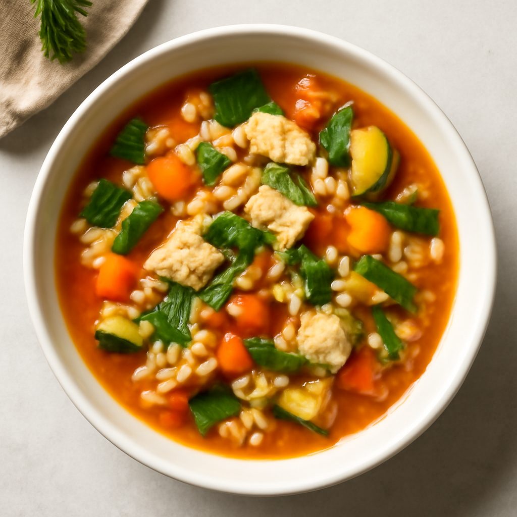 Minestrone d'orzo proteico low-carb