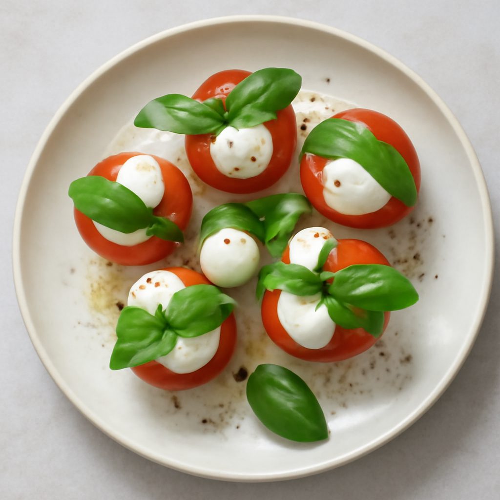 Mini capresi proteico low-carb con gelée al pomodoro fit