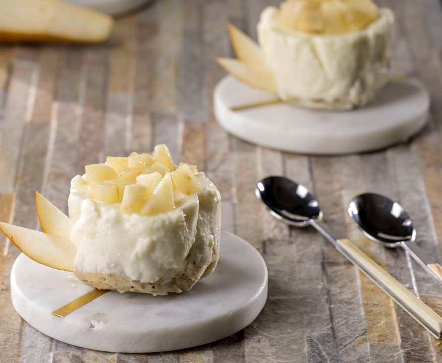 Mini cheesecake al taleggio con pere caramellate Low Carb