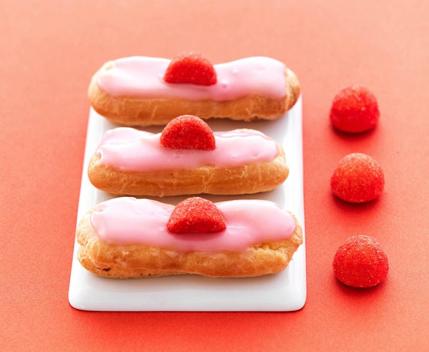 Mini éclair alla crema di caramelle alla fragola Low Fat
