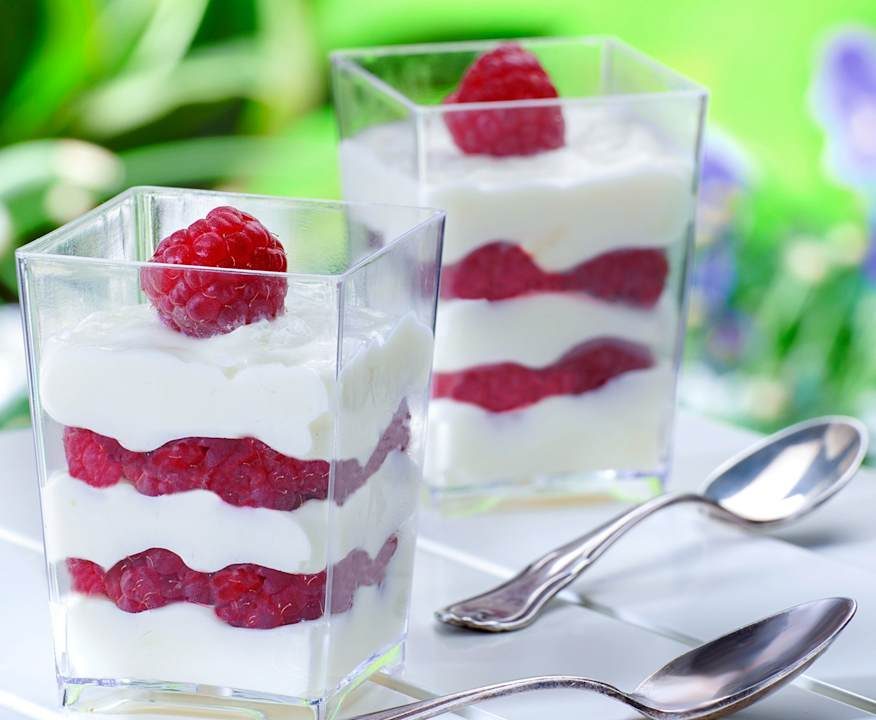 Mousse cioccolato bianco e lamponi Low Fat