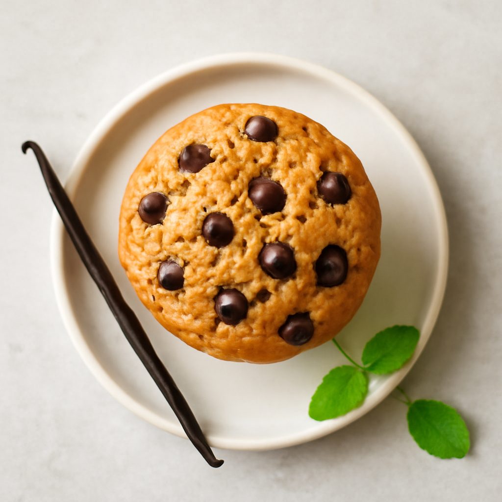 Muffin alla vaniglia e gocce di cioccolato proteico low-carb al vapore
