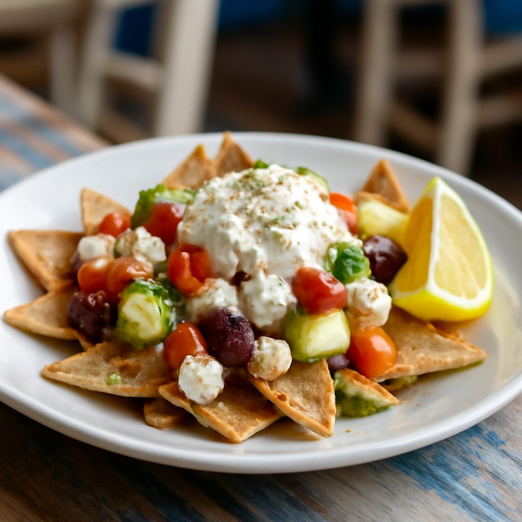 Nachos Greci con Pollo e Ceci Croccanti