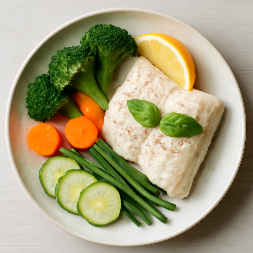 Nasello al vapore con zucchine e verdure Protein