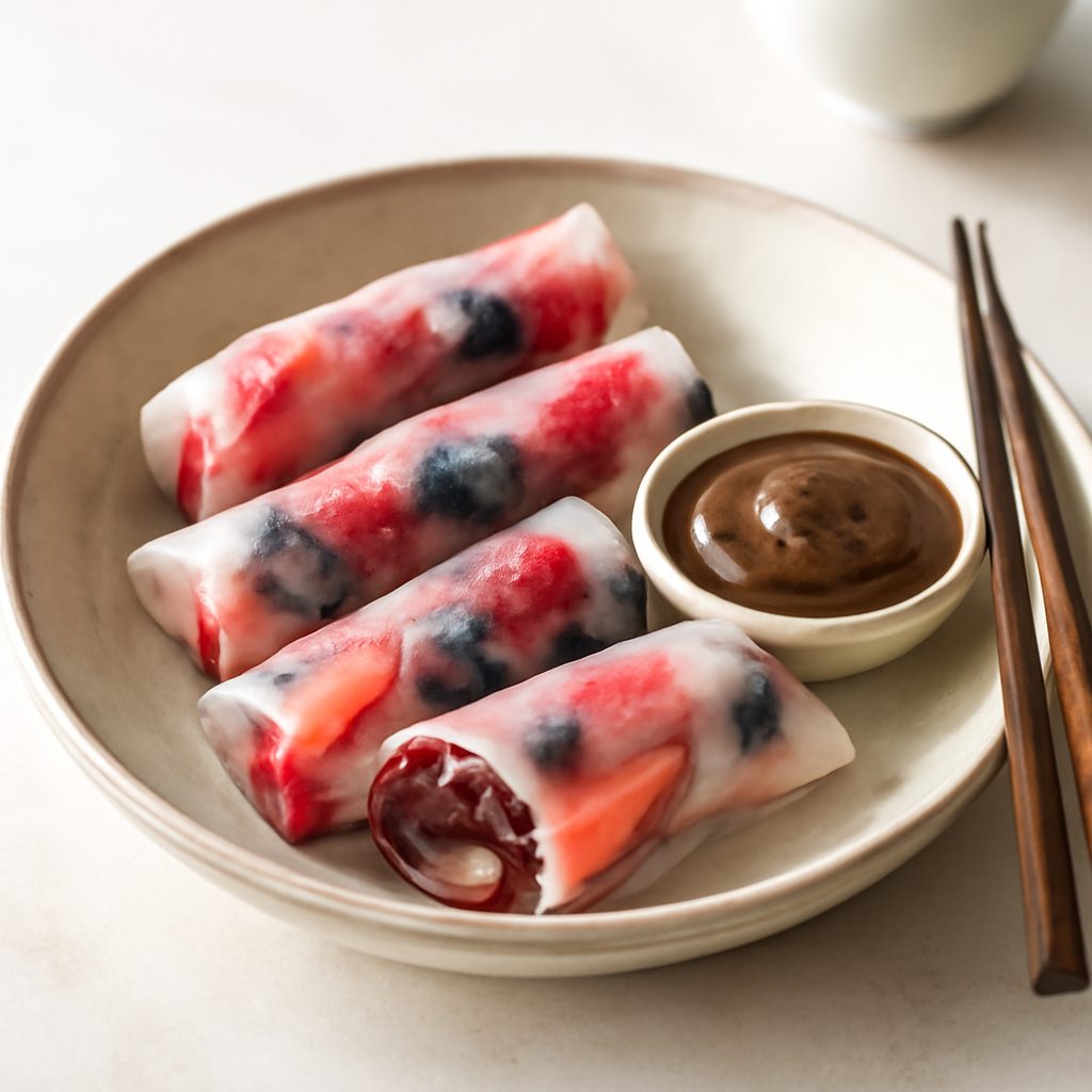 Nems di frutti rossi con crema di cacao light – Colazione Asiatica