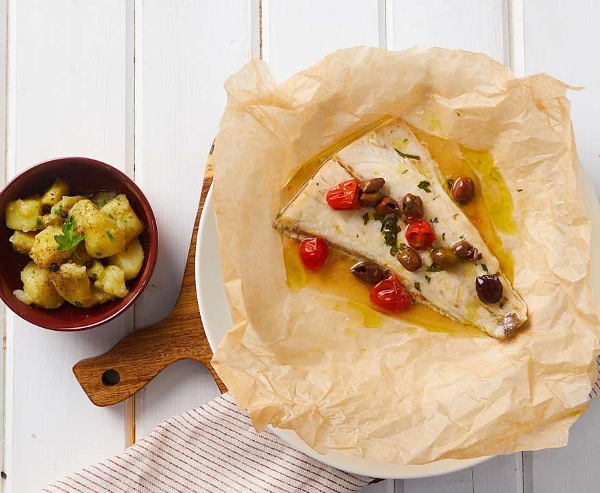 Ombrina al cartoccio con patate Protein