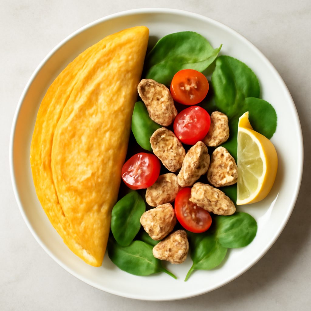 Omelette con pollo proteica low-carb