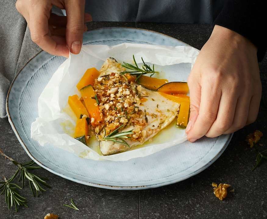 Orata al cartoccio con zucca e frutta secca Low Carb