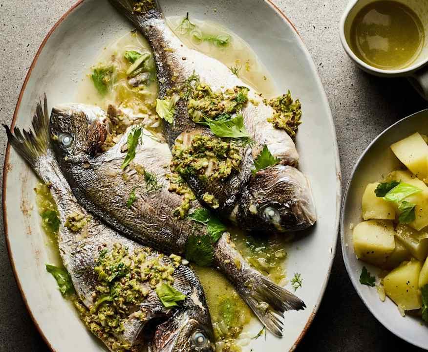 Orata al vapore in brodo con patate Low Fat