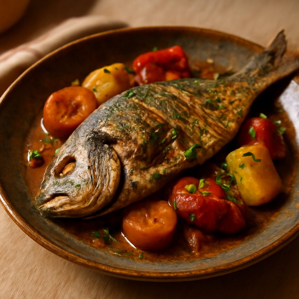 Orata marocchina light al forno con verdure