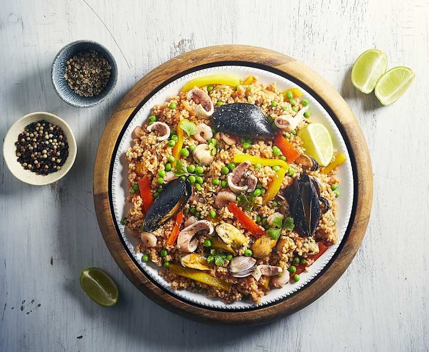Paella di pesce con bulgur Low Fat