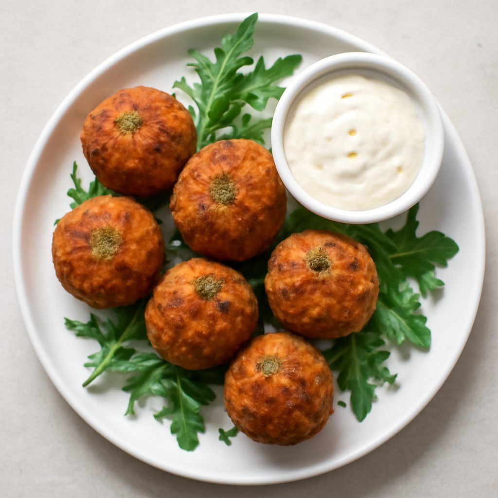 Palline croccanti di merluzzo proteiche low-carb al forno
