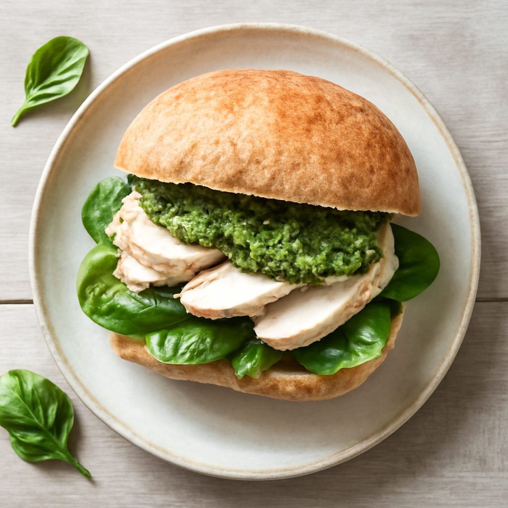 Panino al pesto proteico low-carb a vapore