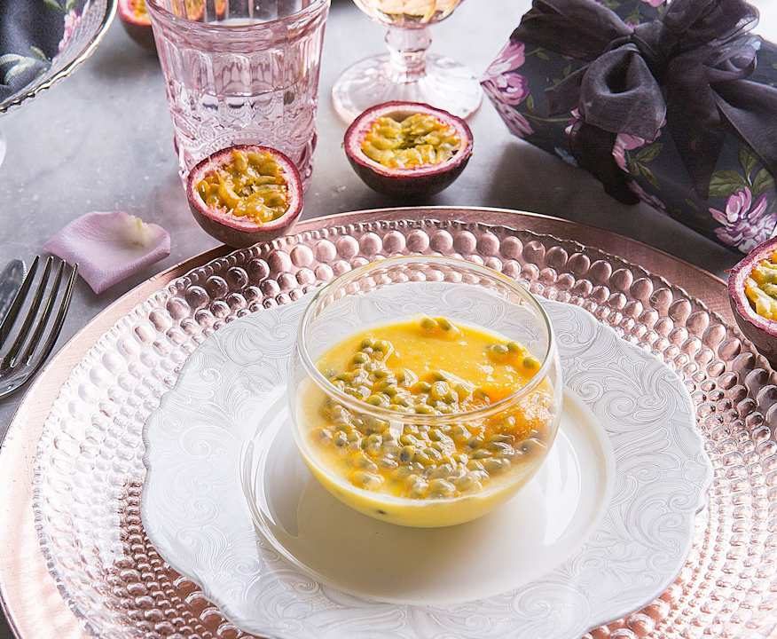Panna cotta al frutto della passione (per 2 persone) (senza glutine) Protein