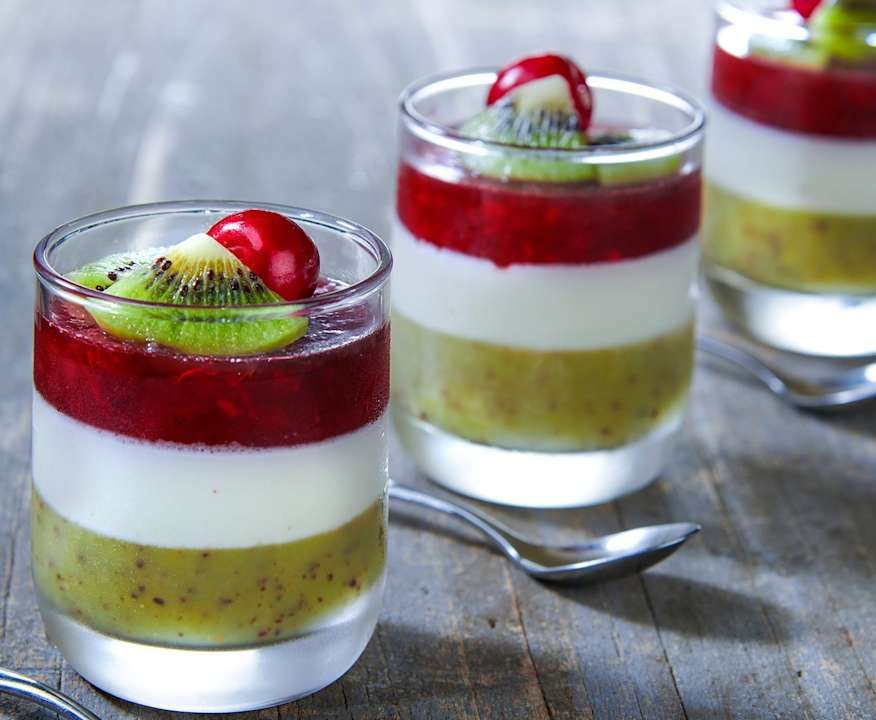 Panna cotta kiwi e ciliegie Protein