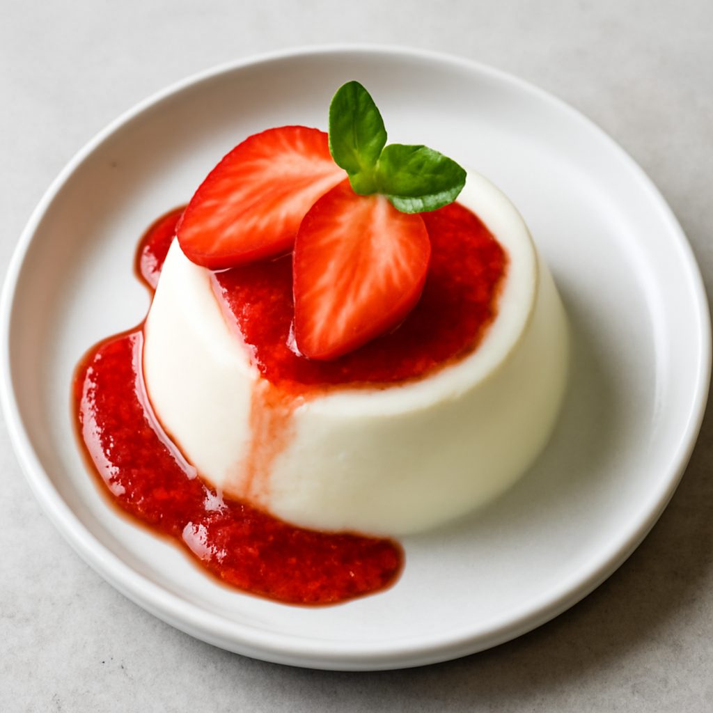 Panna cotta proteica low-carb con coulis di albicocche
