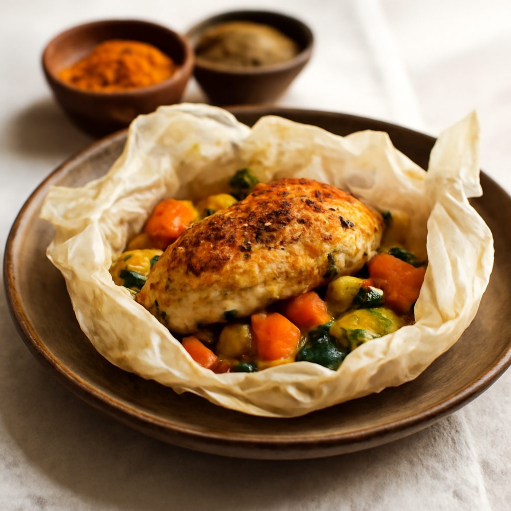 Papillotta di pollo alle spezie marocchine - Versione light
