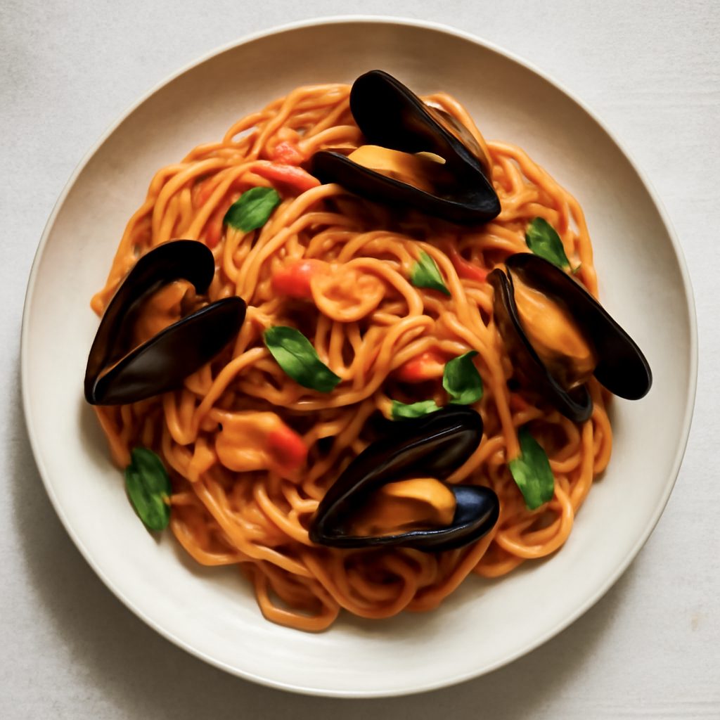 Pasta Risottata al Pomodoro, Aglio e Cozze - Versione