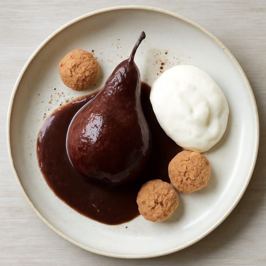 Pere sciroppate al cacao e amaretto proteico low-carb