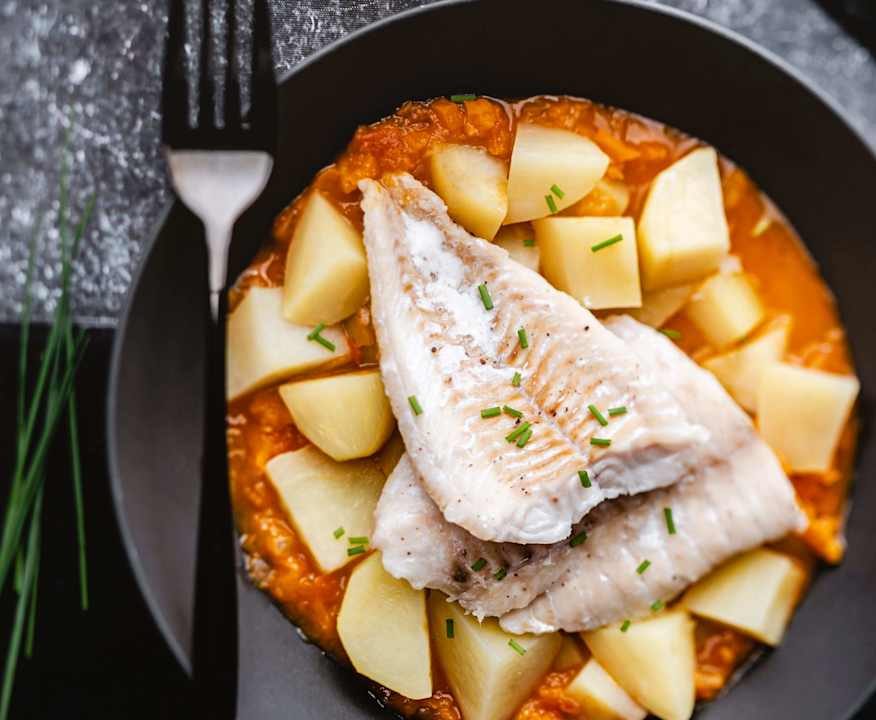Pesce e patate con salsa al pomodoro Low Fat
