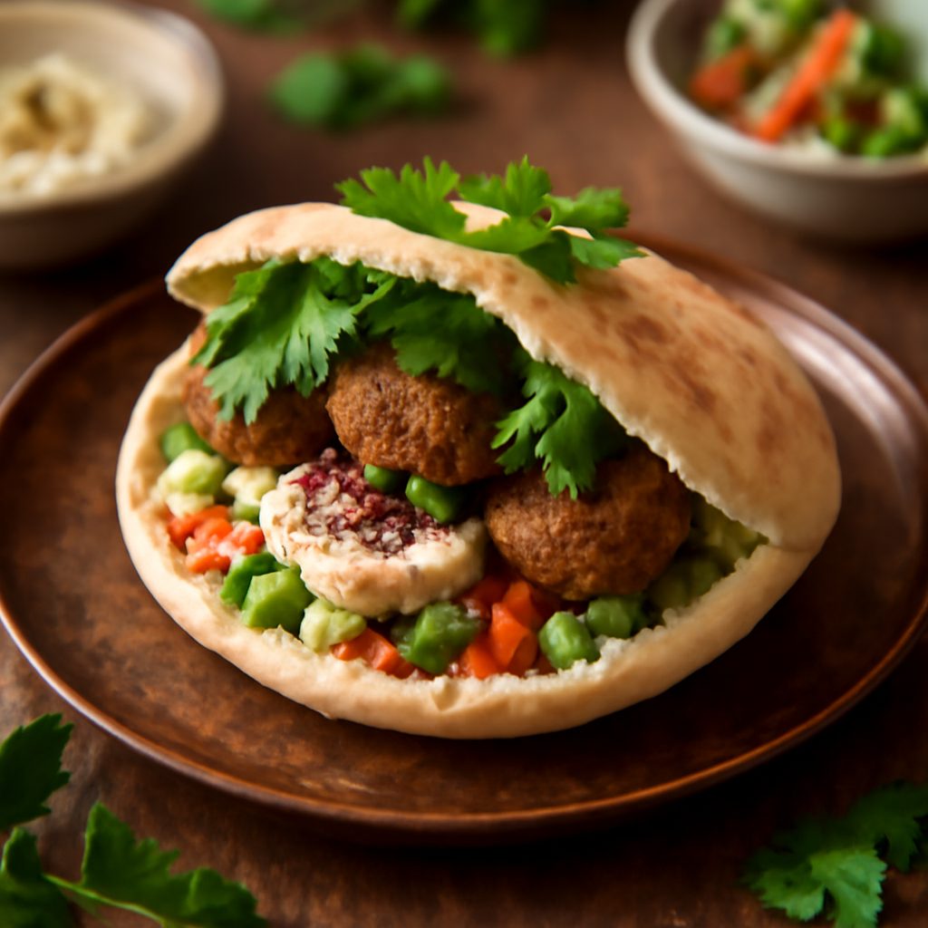 Pita israeliana con melanzane grigliate, peperoni e petto di pollo