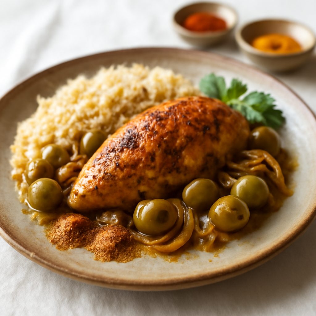 Pollo alle olive e spezie marocchine - Versione light