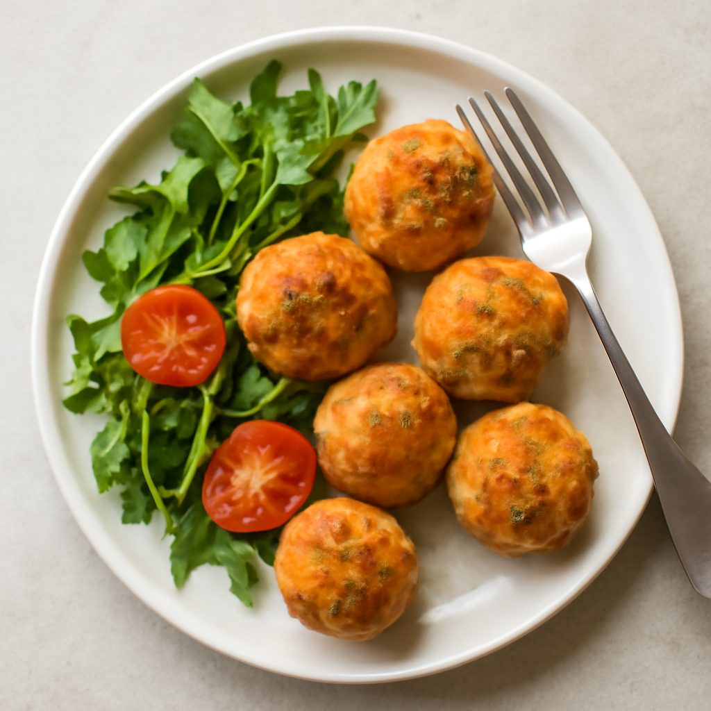 Polpette di ceci e prosciutto proteiche low-carb con zucca al forno