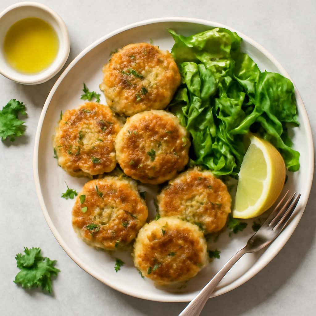 Polpette di merluzzo proteiche low-carb con zucchine al vapore