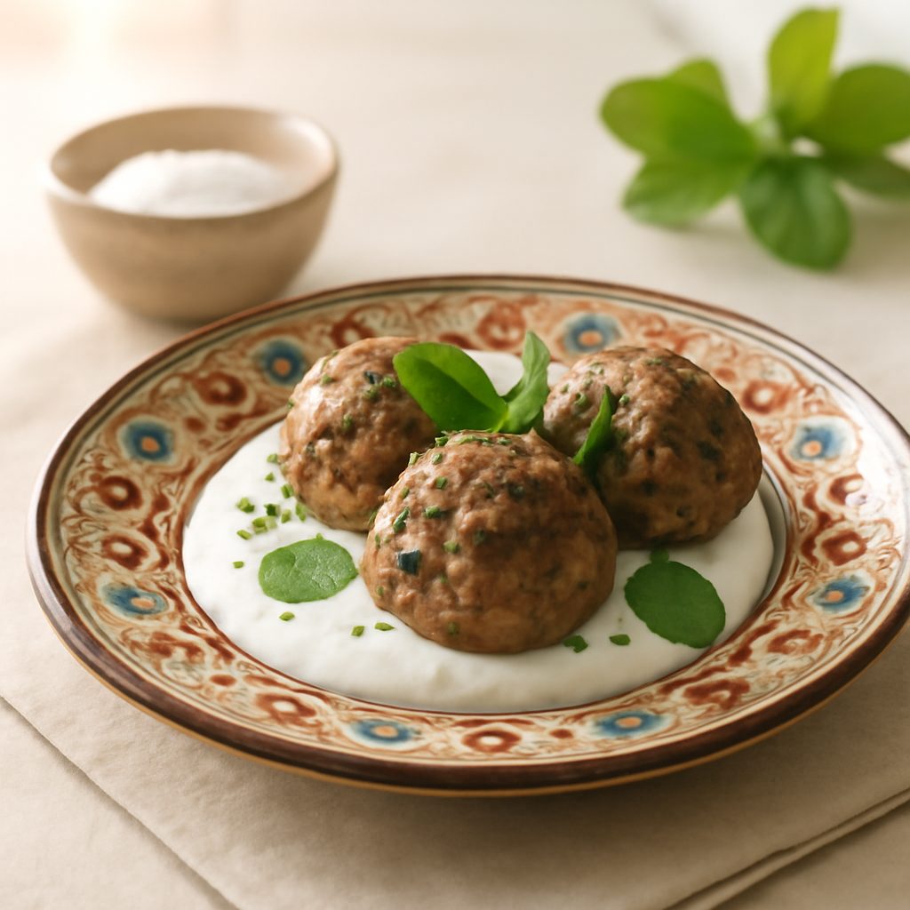 Polpettine di carne magra orientali con salsa allo yogurt greco