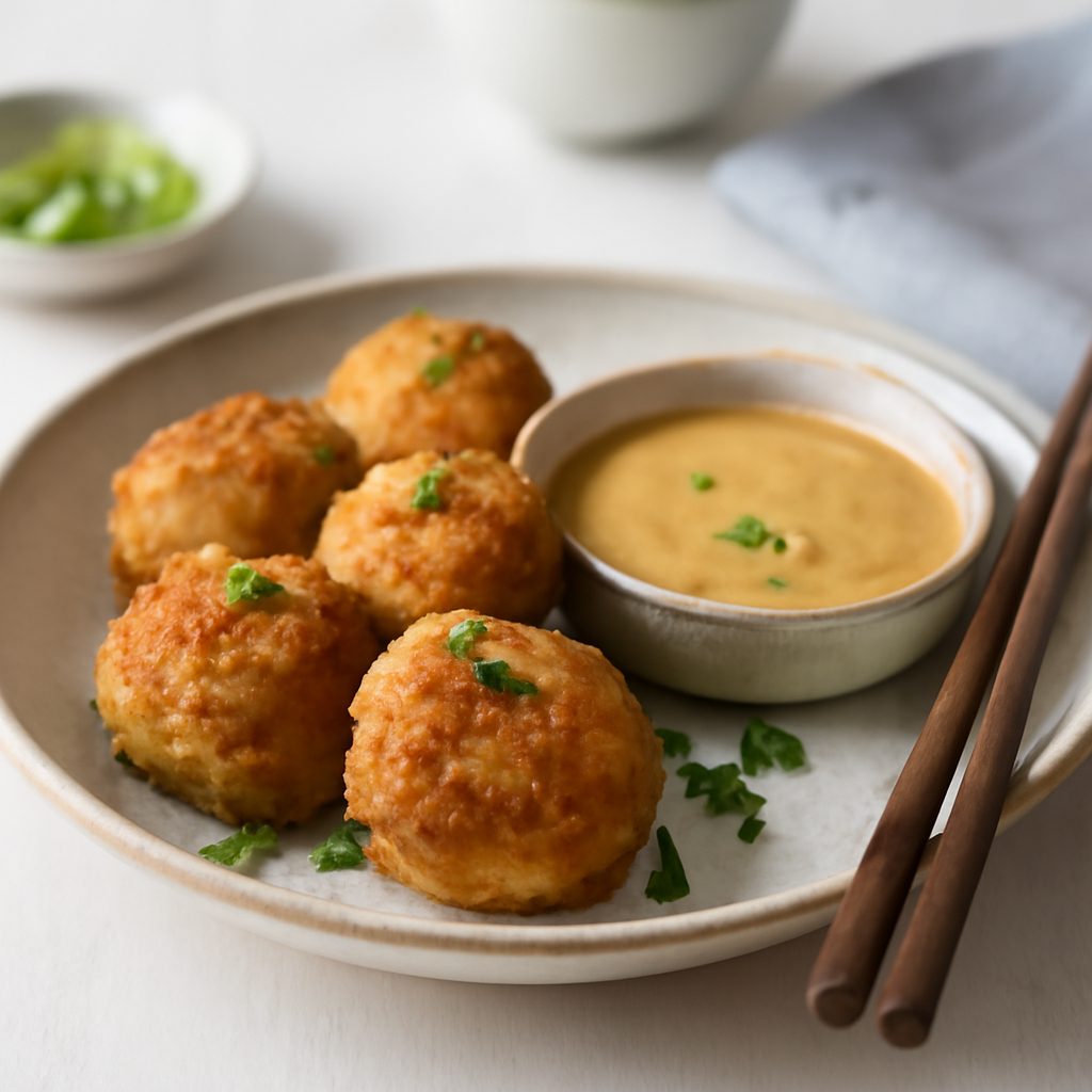Polpettine di merluzzo croccanti con salsa satay asiatica light