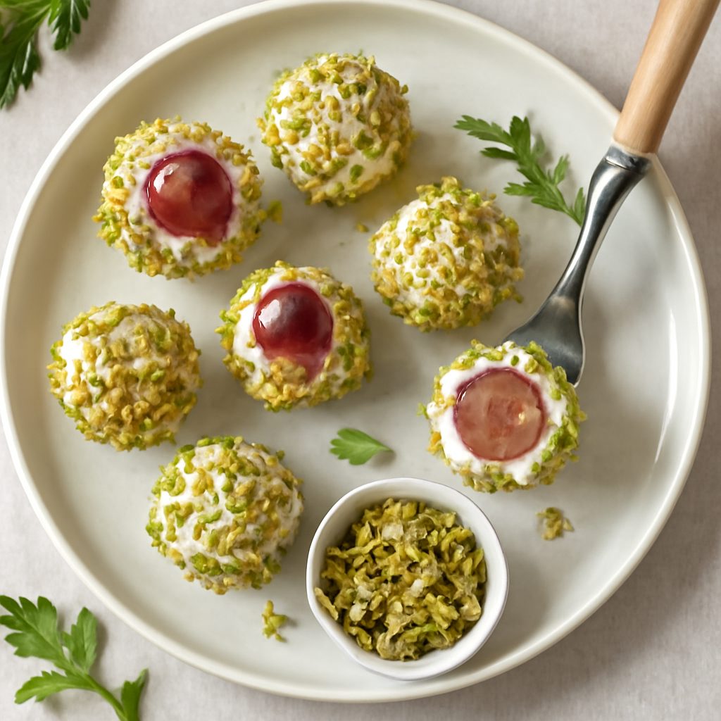 Polpettine d'uva e formaggio ai pistacchi Low Carb