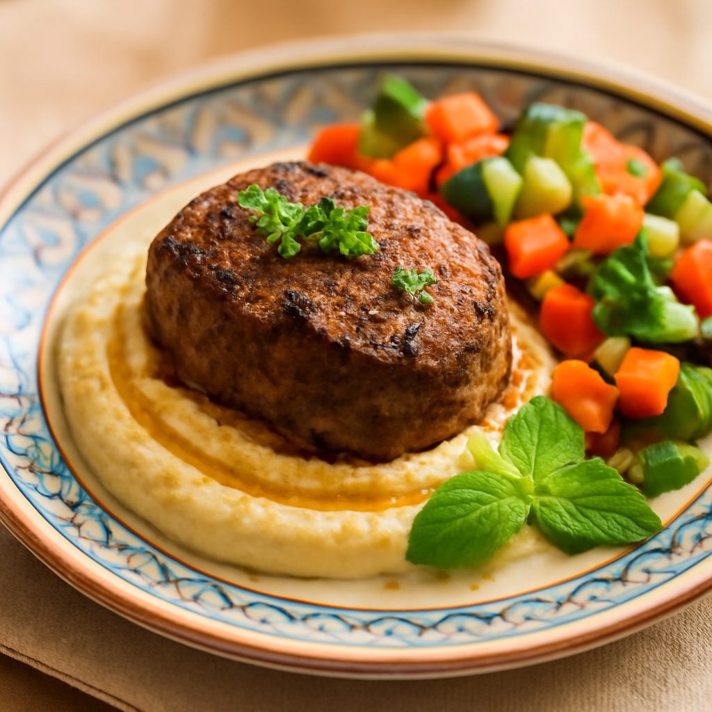 Polpettone di agnello speziato con hummus light