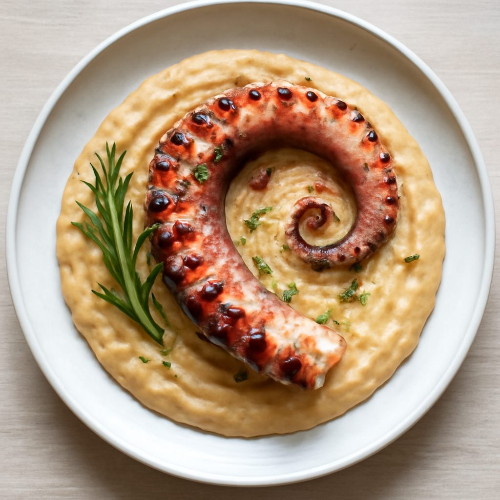Polpo con purea di ceci al rosmarino - Versione Low Carb