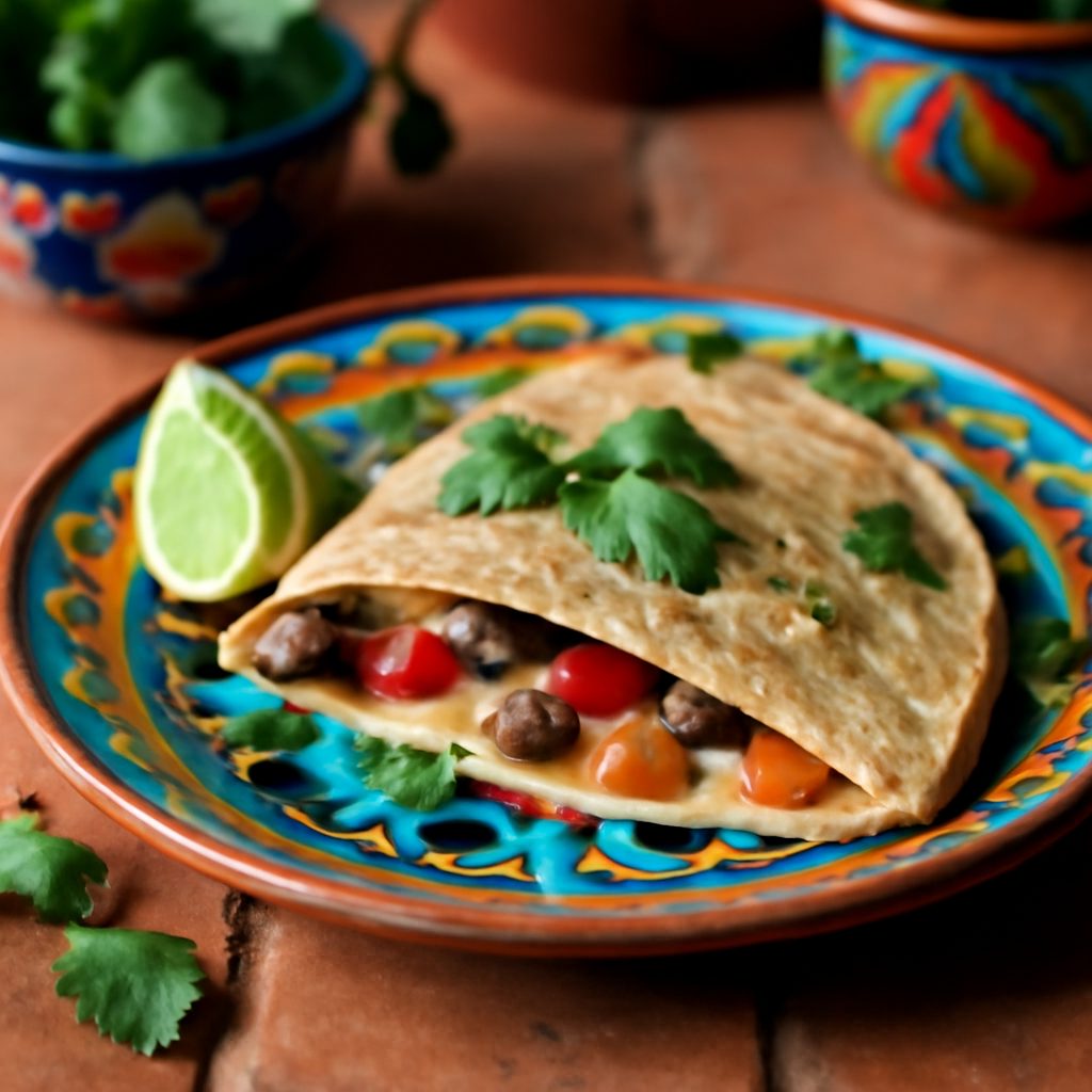 Quesadilla Messicana con Fagioli Neri e Formaggio