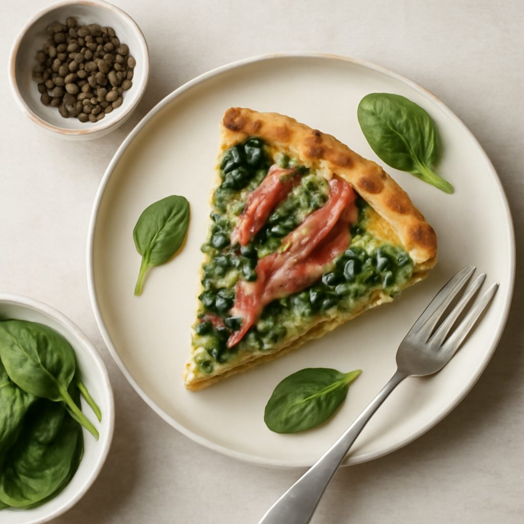 Quiche di spinaci e speck proteica low-carb