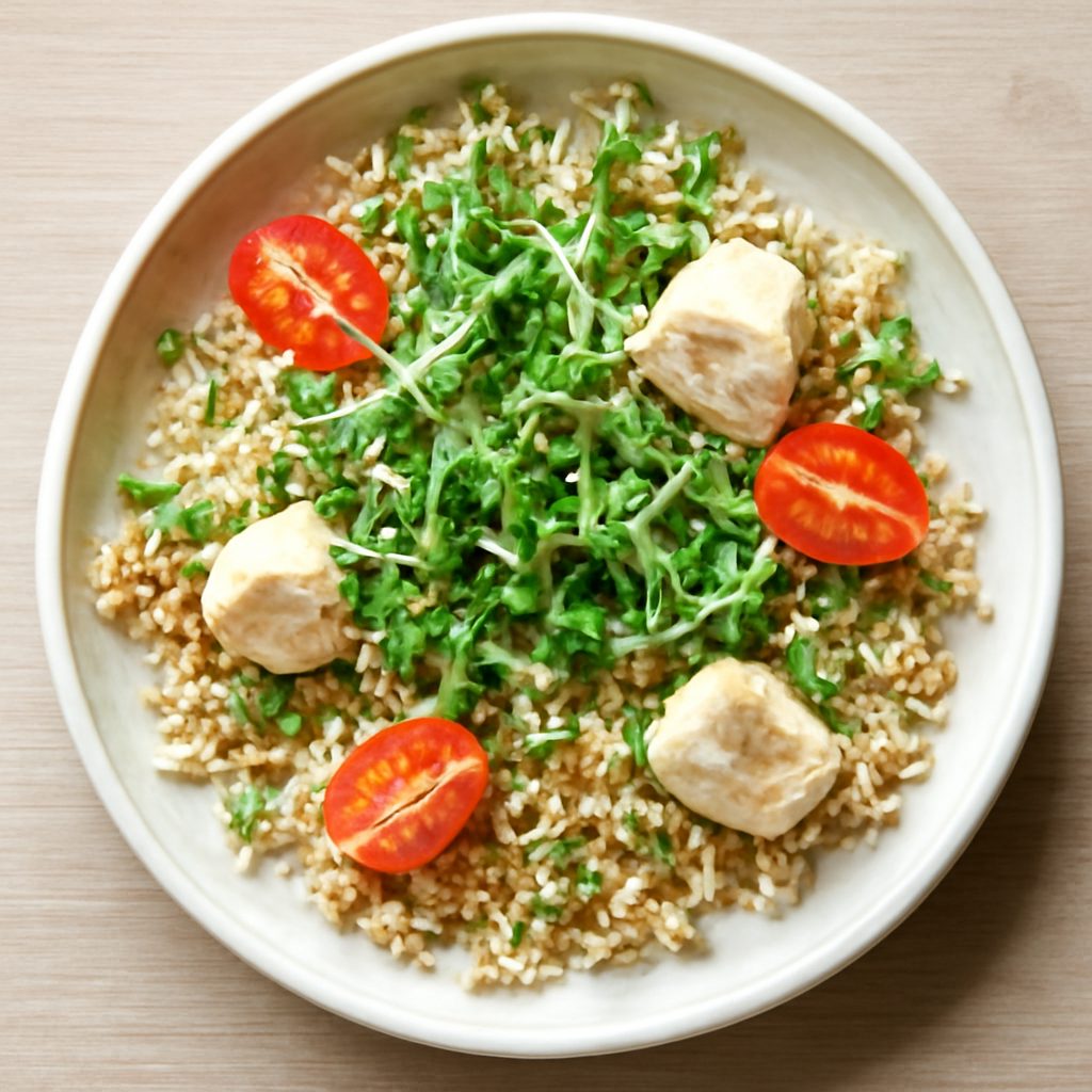 Quinoa germogliata proteica low-carb con verdure raw